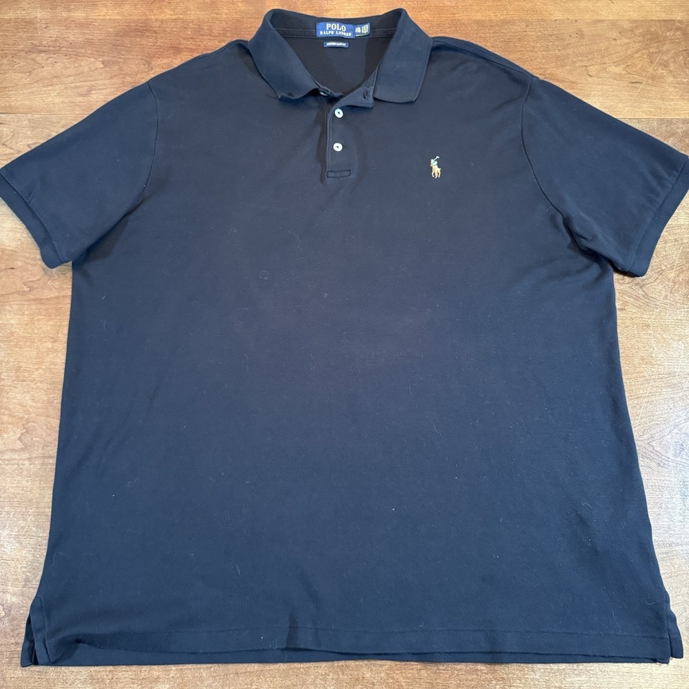 Polo Ralph Lauren Polo Men XXL Black Custom Slim Fit SS Pony Logo Shirt